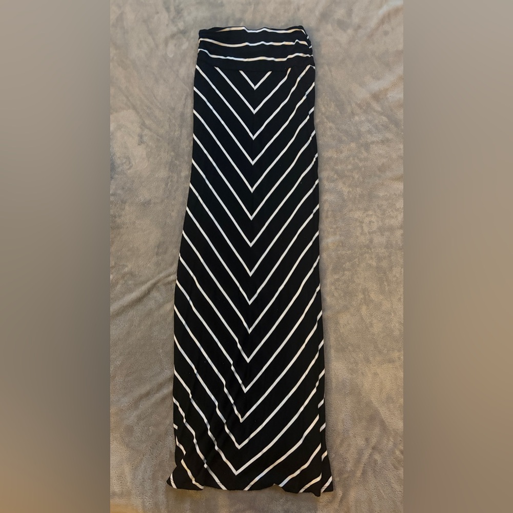 Merona Black and White Striped Maxi Skirt